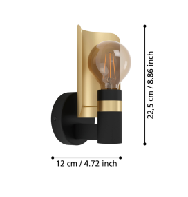 Aplique de pared Eglo Hayes negro y oro