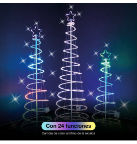 Árbol de navidad led 24 funciones de luz RGB con mando o APP 1,5M