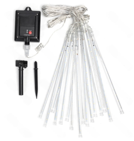 Luces de Navidad exterior efecto lluvia solar 30cm 10m cálida