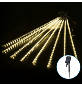 Luces de Navidad exterior efecto lluvia solar 30cm 10m cálida