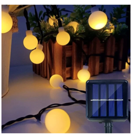 Guirnalda bolas blancas led solar 10m cálida