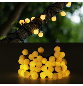 Guirnalda bolas blancas led solar 10m cálida