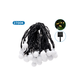 Guirnalda bolas blancas led solar 10m cálida