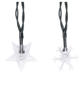 Luces de navidad exterior solar con estrellas y copos de nieve 10m cálida