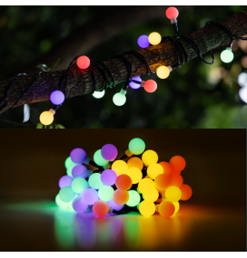Guirnalda bolas led solar 12m cálida
