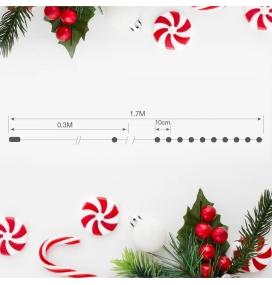 Guirnalda de luces con ramas de pino y piñas 1,4m cálida