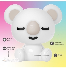 Lámpara infantil sin cables Koala RGB blanco