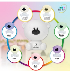 Lámpara infantil sin cables Osito RGB blanco