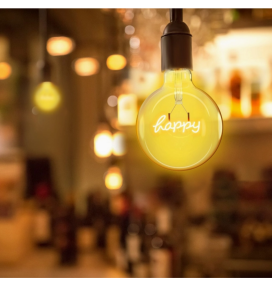 Bombilla filamento E27 led globo "Happy" 4W 1800K