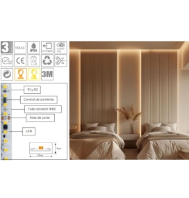 Bobina tira led SMD 220V 18W 1875Lm/m CRI80 IP65 ancho 11mm corte 10cm 30M