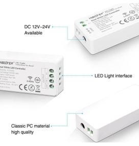 Controlador dual mini para tiras led monocolor y CCT 12-24V RF
