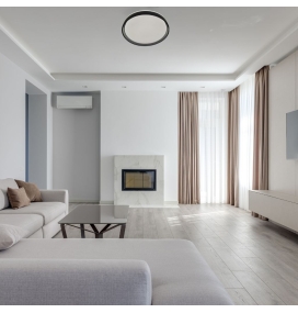 Plafón de techo led CCT con mando 69W Ø50cm negro