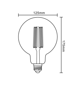 Bombilla led globo filamento E27 cristal transparente 12W