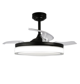 Ventilador de techo led con aspas retráctiles Delta 72W negro