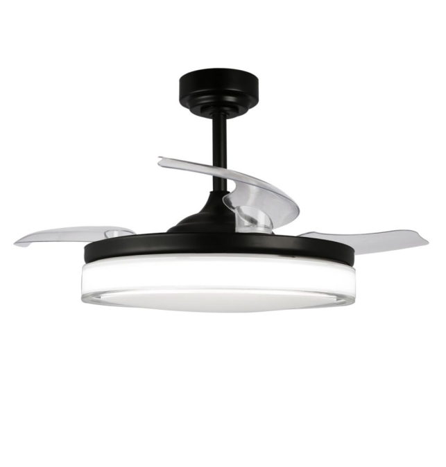 Ventilador de techo led con aspas retráctiles Delta 72W negro