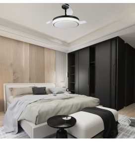 Ventilador de techo led con aspas retráctiles Delta 72W negro