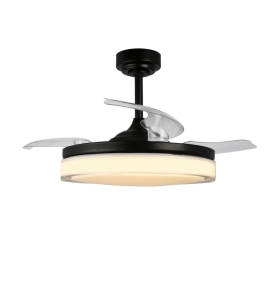 Ventilador de techo led con aspas retráctiles Delta 72W negro