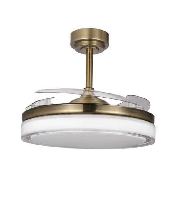 Ventilador de techo led con aspas retráctiles Delta 72W cuero