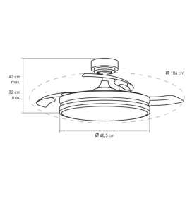 Ventilador de techo led con aspas retráctiles Delta 72W níquel