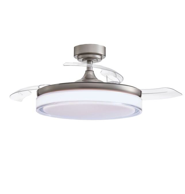 Ventilador de techo led con aspas retráctiles Delta 72W níquel