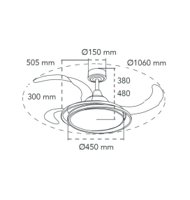 Ventilador de techo led Vega con aspas retráctiles 65W blanco RGB