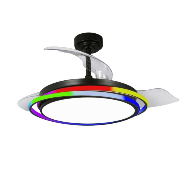 Ventilador de techo led Vega con aspas retráctiles 65W negro RGB