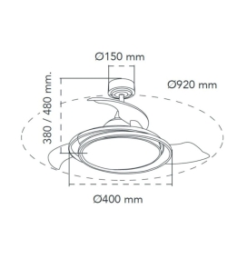Ventilador de techo led Vega mini con aspas retráctiles 40W negro