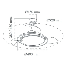 Ventilador de techo led Vega mini con aspas retráctiles 45W gris RGB