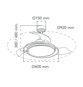 Ventilador de techo led Vega mini con aspas retráctiles 45W negro RGB