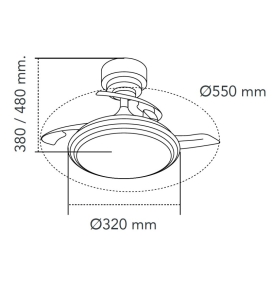 Ventilador de techo led Vega mini XS con aspas retráctiles 35W gris