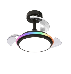 Ventilador de techo led Vega mini XS con aspas retráctiles 40W RGB negro
