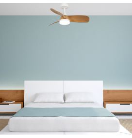Ventilador de techo led Clavel mini 18W blanco y haya