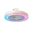 Ventilador de techo led con aspas ocultas Arcoiris 35W RGB blanco y madera Wifi