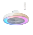 Ventilador de techo led con aspas ocultas Arcoiris 35W RGB blanco y madera Wifi