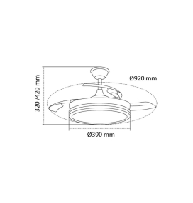 Ventilador de techo led con aspas retráctiles Iris mini 39W negro