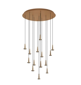 Lámpara de techo colgante Mantra Andrómeda 14 luces 70W 3000K oro