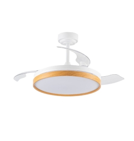 Ventilador de techo led con aspas retráctiles Yanira 72W CCT blanco y haya