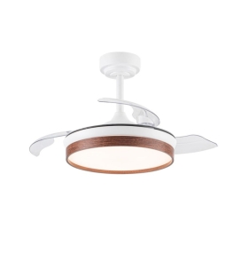 Ventilador de techo led con aspas retráctiles Yanira mini 46W CCT blanco y cerezo
