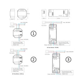 Pastilla reguladora Triac para tiras de 220V por pulsador o mando RF