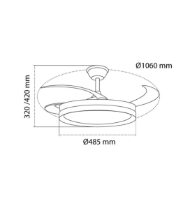 Ventilador de techo led con aspas retráctiles Glaciar Evo 72W plata