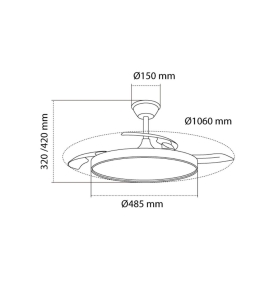 Ventilador de techo led Chayra 45W con aspas retráctiles blanco y haya