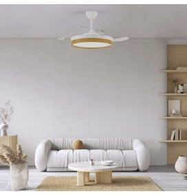 Ventilador de techo led Chayra 45W con aspas retráctiles blanco y haya