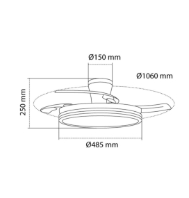 Ventilador de techo led con aspas retráctiles Iris Long 45W blanco
