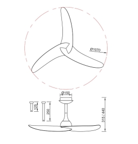 Ventilador de techo sin luz Mantra Ipanema negro y madera 3 aspas Ø106cm