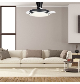 Ventilador de techo led con aspas retráctiles Iris Long 45W negro