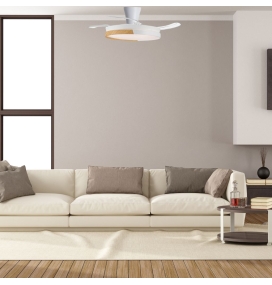 Ventilador de techo led con aspas retráctiles Amapola Long 45W blanco y haya