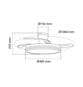 Ventilador de techo led con aspas retráctiles Amapola Long 45W blanco y haya