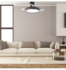 Ventilador de techo led con aspas retráctiles Amapola Long 45W negro y madera