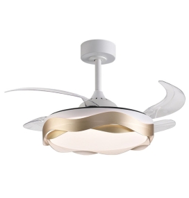 Ventilador de techo led con aspas retráctiles Ondas 72W blanco/oro