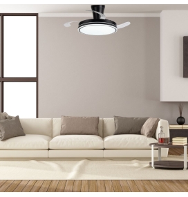 Ventilador de techo led con aspas retráctiles Glaciar Evo Long 72W negro